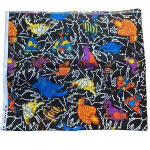 Marcus Brothers Electric Cat Fish Fabric Black Multicolor Cotton Quilt Craft 1+